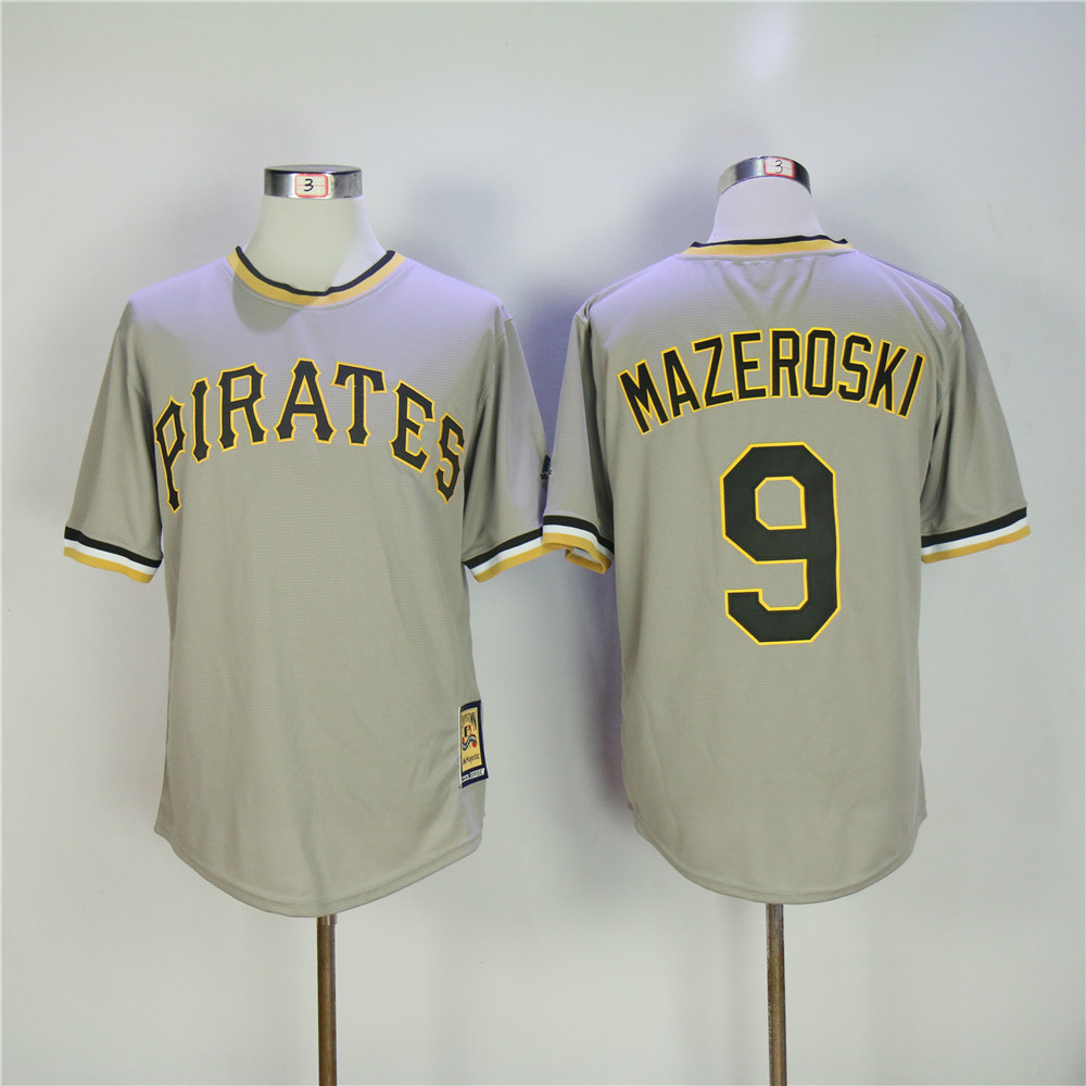 Men Pittsburgh Pirates #9 Mazeroski Grey Throwback Game MLB Jerseys